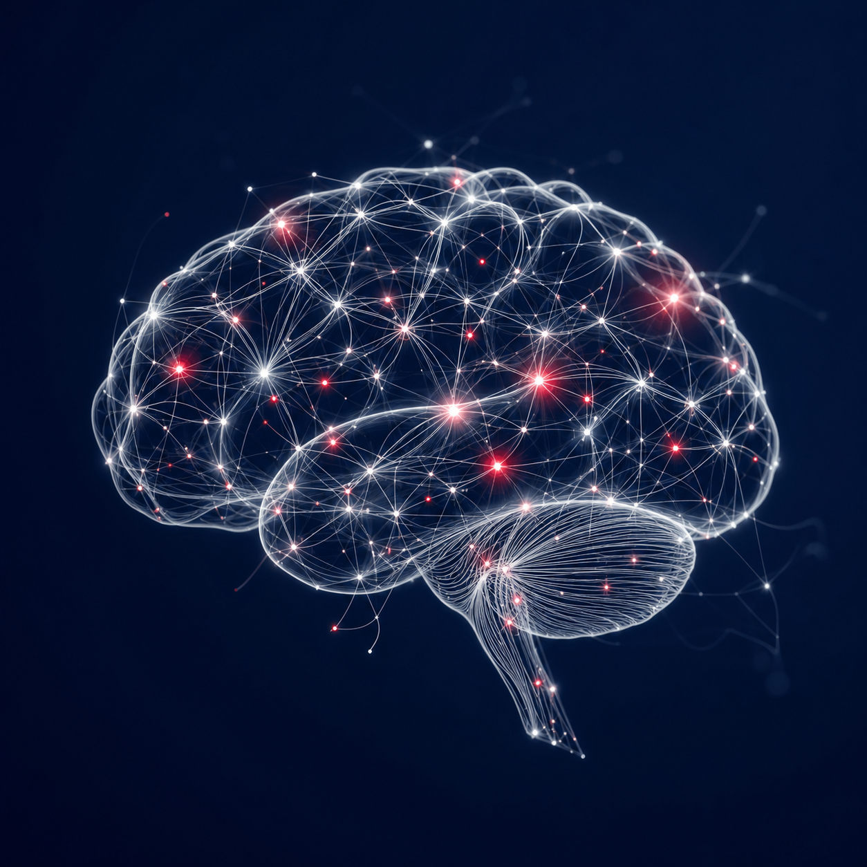 A human brain formed from interconnected neural pathways and synaptic connections